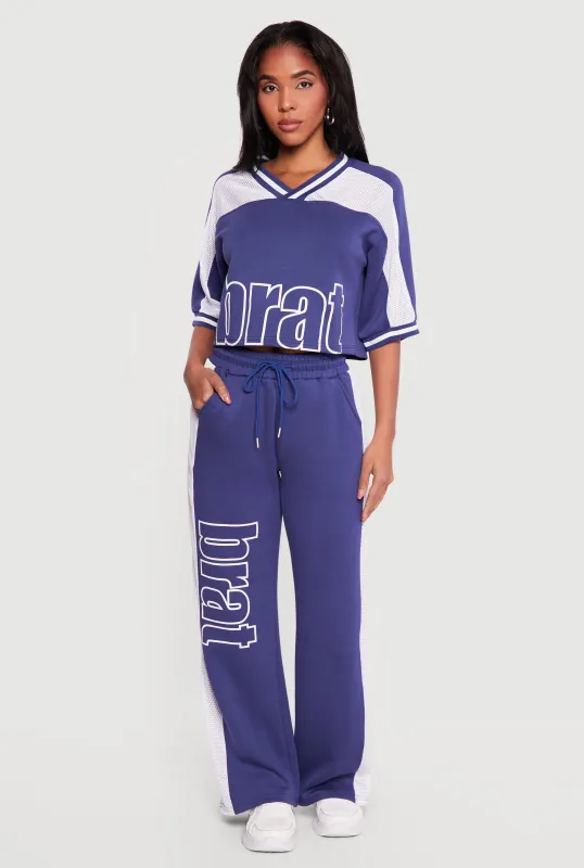 Brat Graphic Drawstring Waist Wide Leg Pants sold by Rainbow