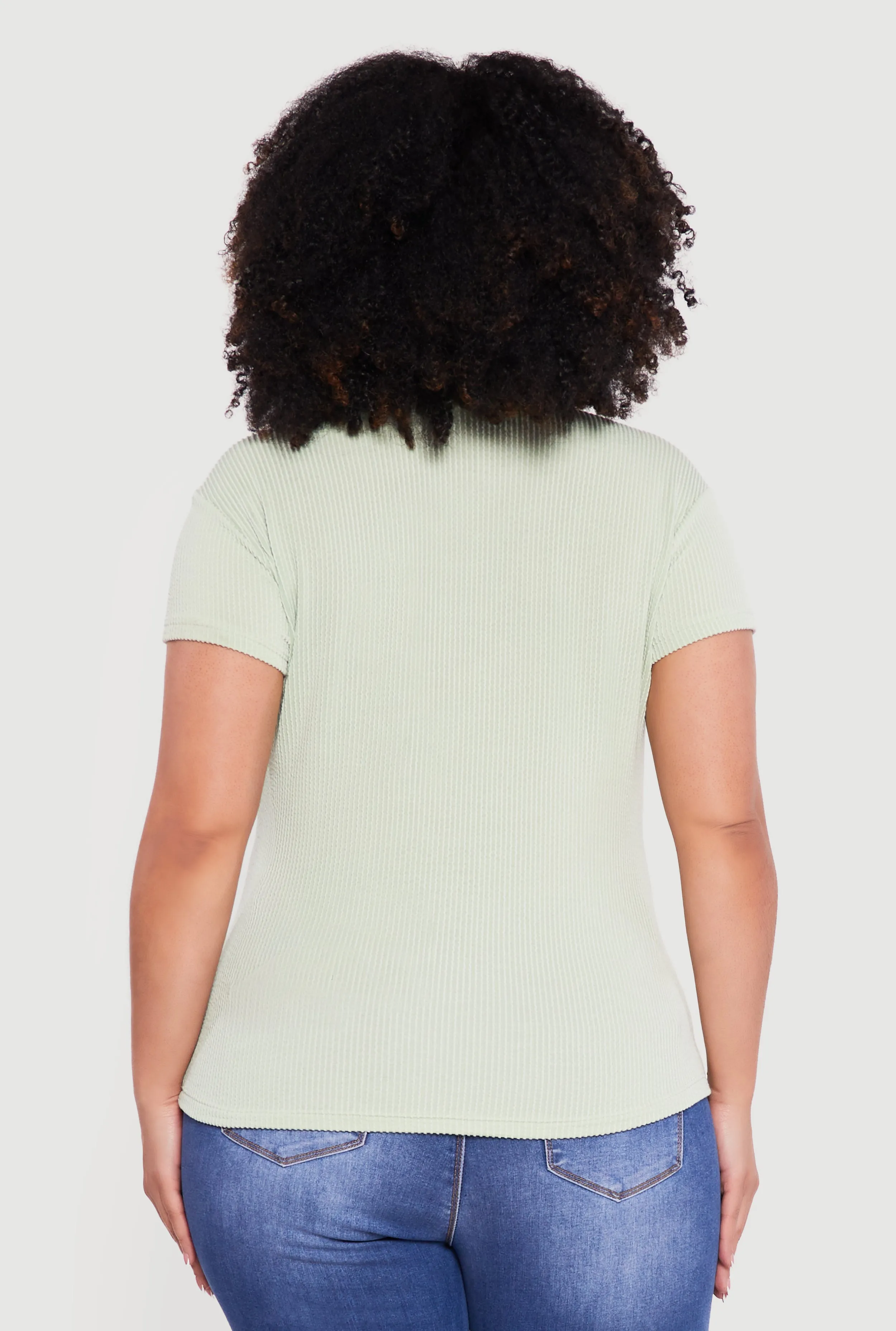 Plus Size Ribbed Knit V Neck Tee sold by Rainbow product image thumbnail 5