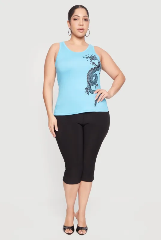 Plus Size Dragon Graphic Tank Top sold by Rainbow