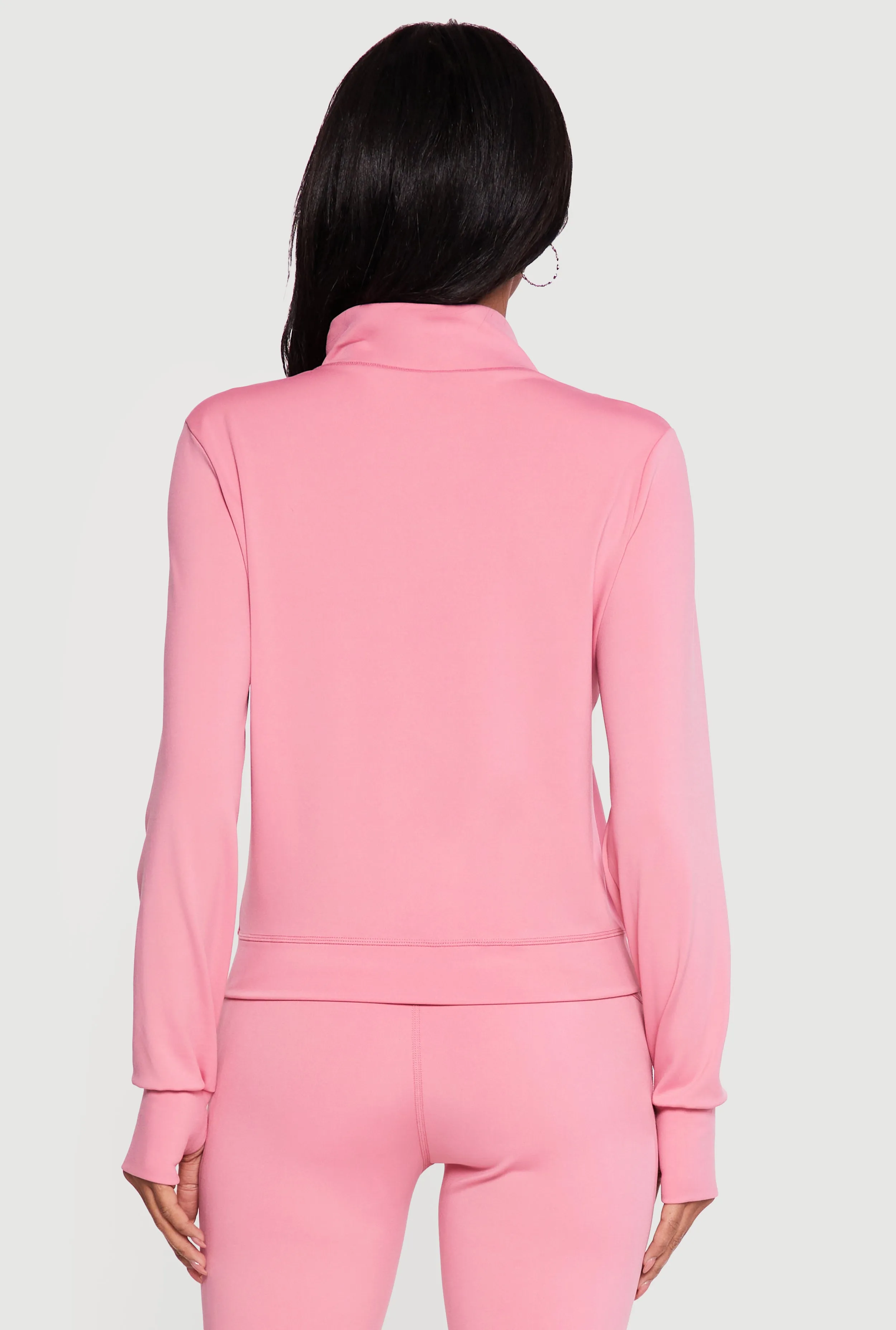 Solid Zip Front Activewear Jacket with Thumb Holes sold by Rainbow product image thumbnail 5