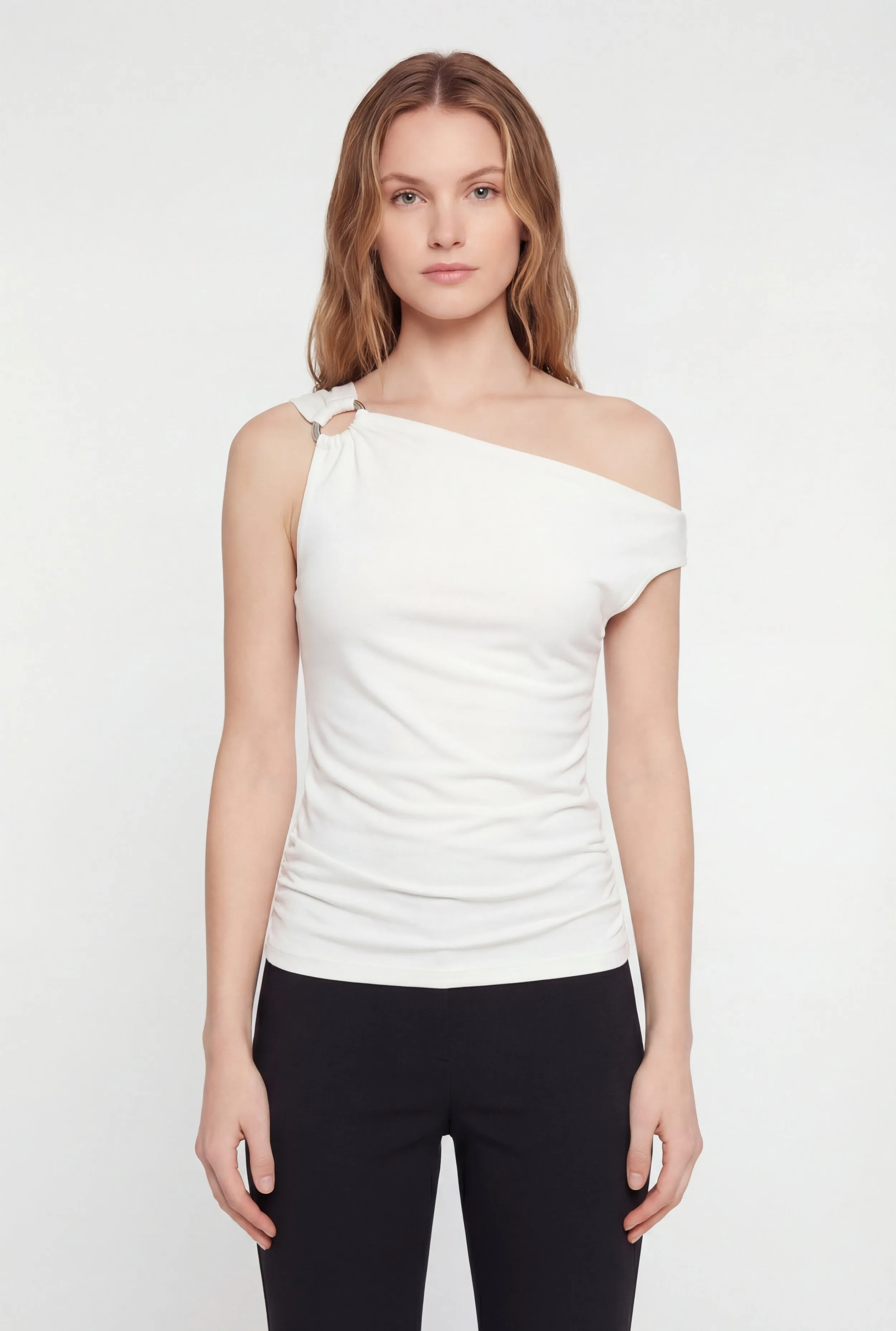 Asymmetric Metallic Ring Detail Side Ruched Blouse sold by Rainbow product image thumbnail 2