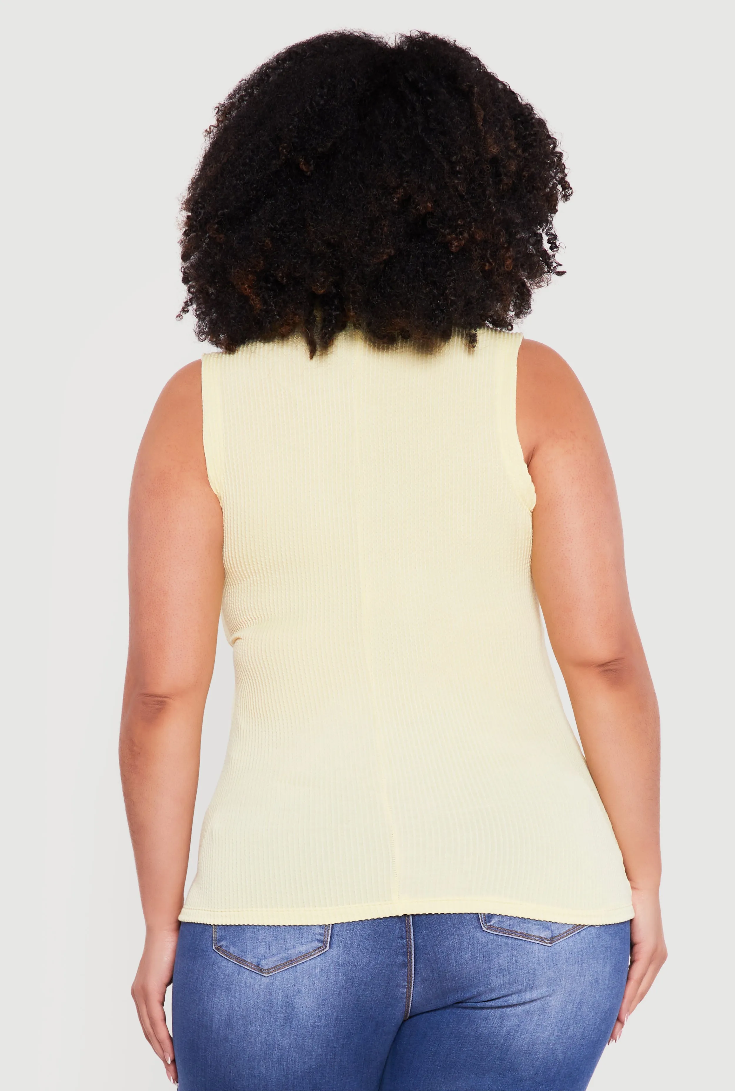 Plus Size Ribbed Knit Sleeveless Polo Top sold by Rainbow product image thumbnail 5