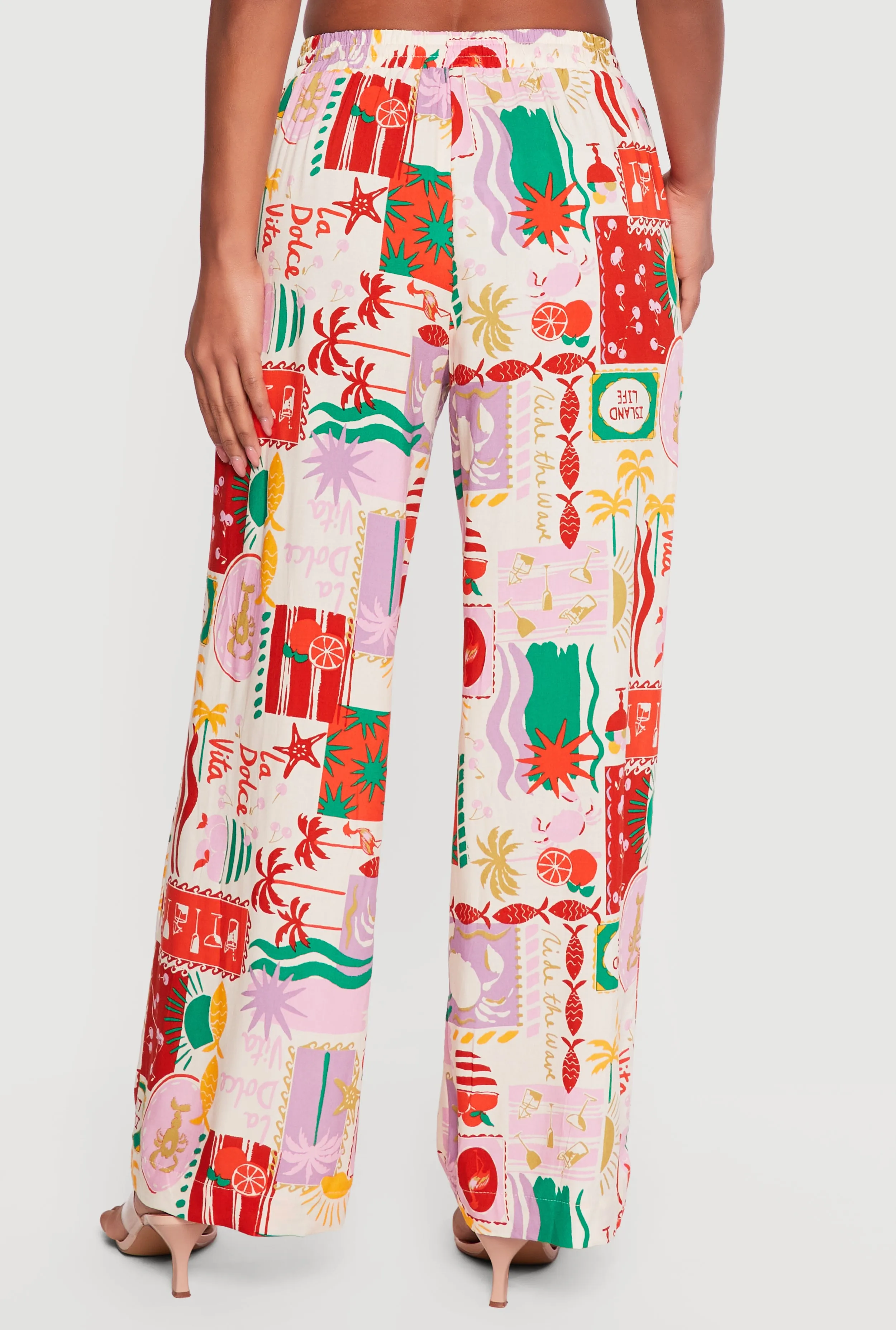 High Waisted Tropical Pattern Drawstring Waist Pants sold by Rainbow product image thumbnail 5