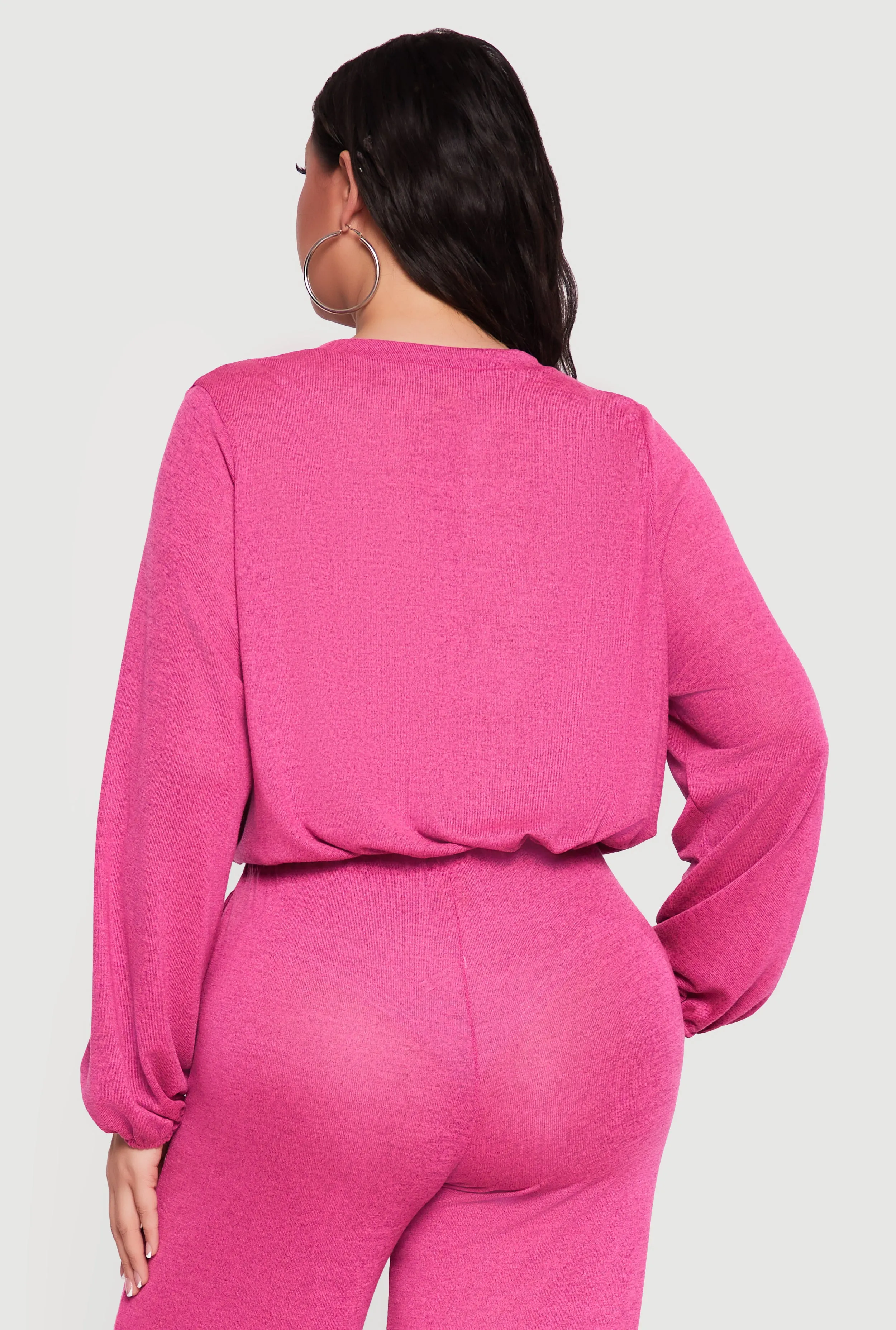 Plus Size Drawstring Hem Long Sleeve Crop Top sold by Rainbow product image thumbnail 5