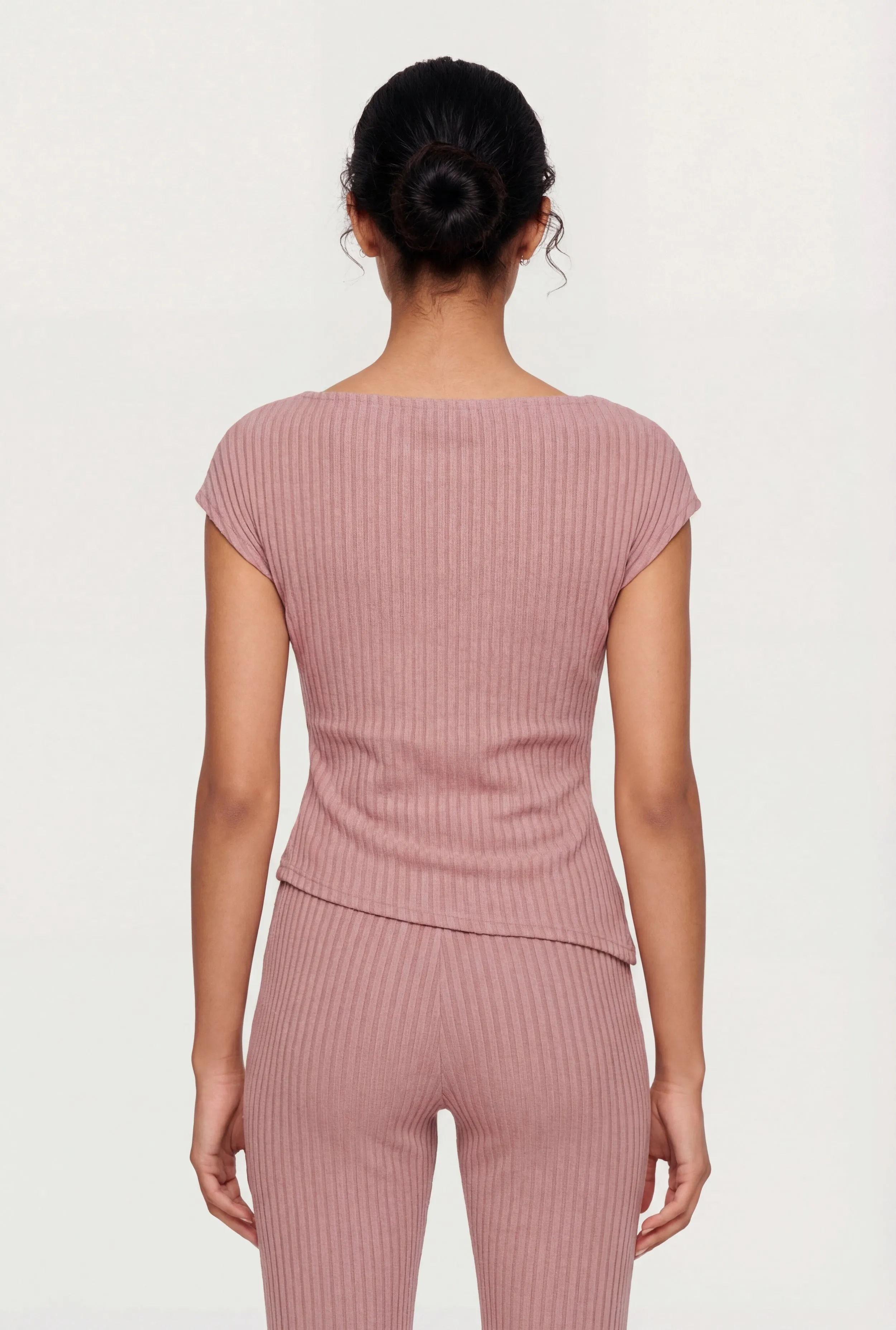 One Shoulder Rib Knit Side Ruched Blouse sold by Rainbow product image thumbnail 5