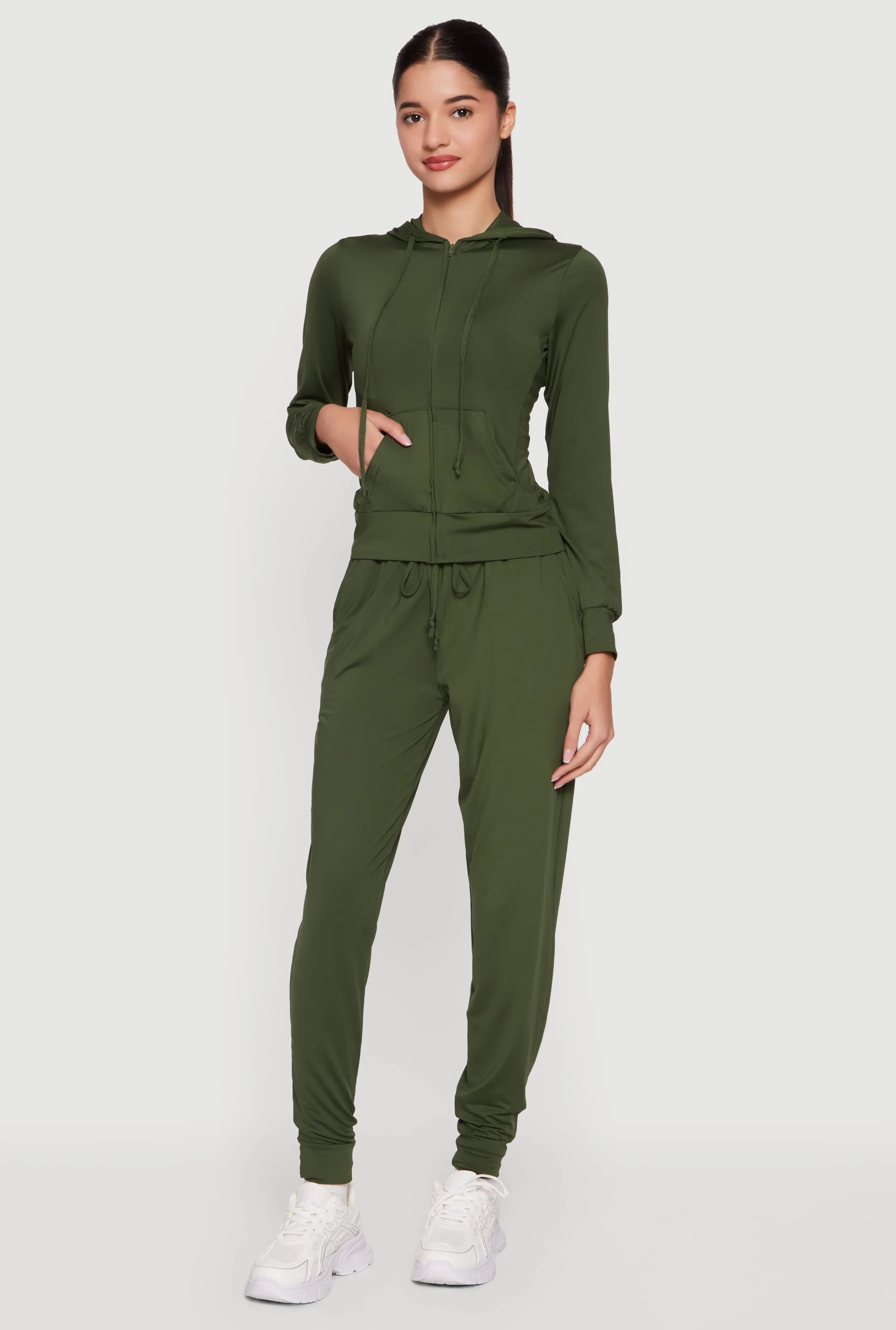 Zip Front Drawstring Hooded Track Jacket sold by Rainbow product image thumbnail 2