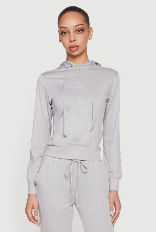 Zip Front Drawstring Hooded Track Jacket made by Daisy