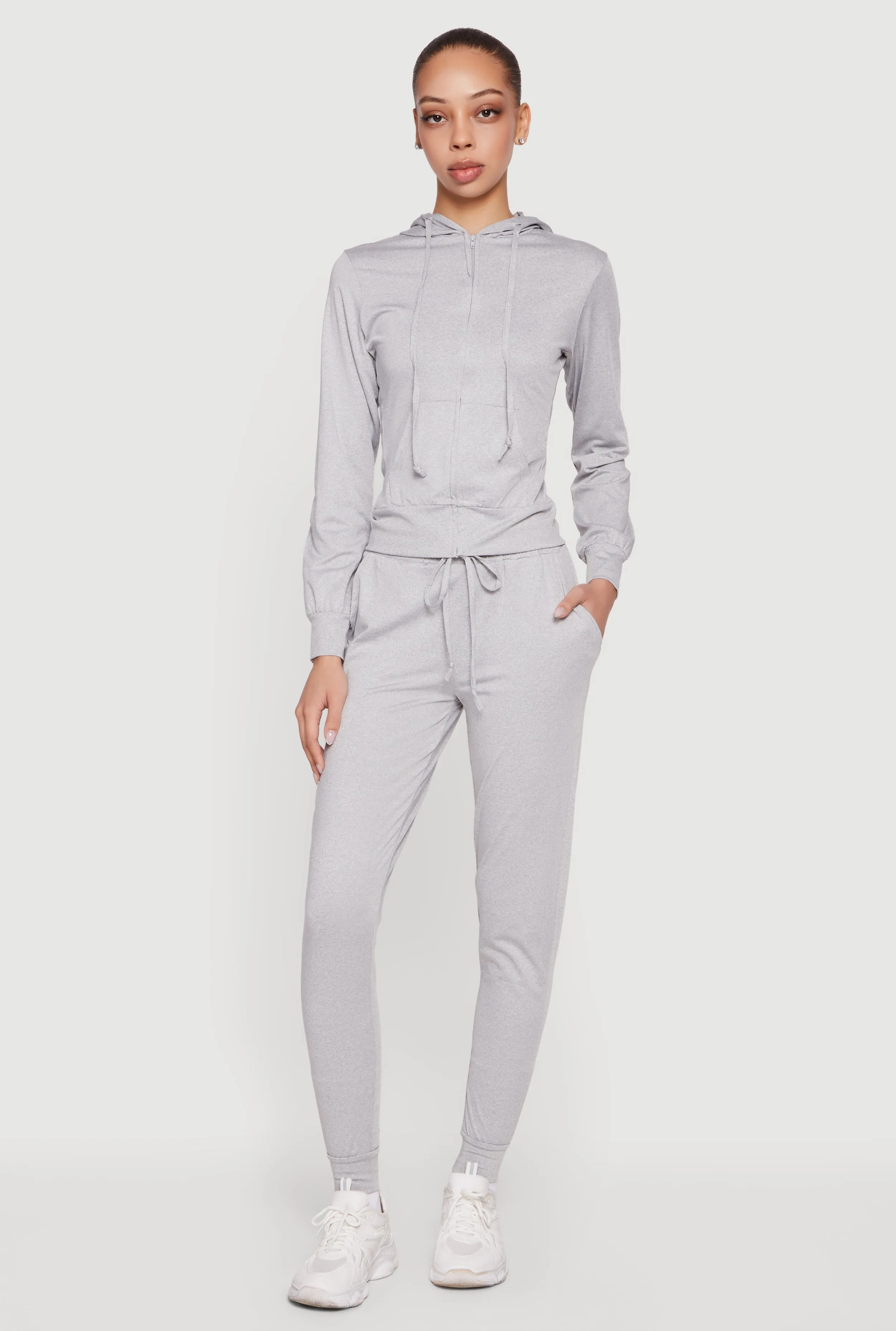 Zip Front Drawstring Hooded Track Jacket sold by Rainbow product image thumbnail 2