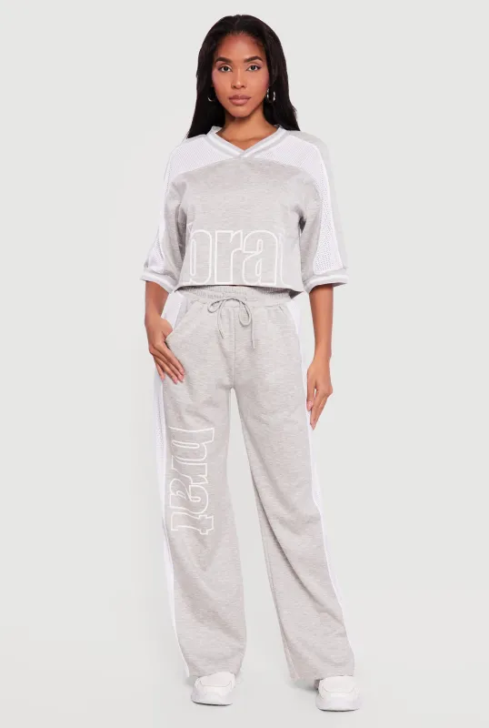 Brat Graphic Drawstring Waist Wide Leg Pants sold by Rainbow