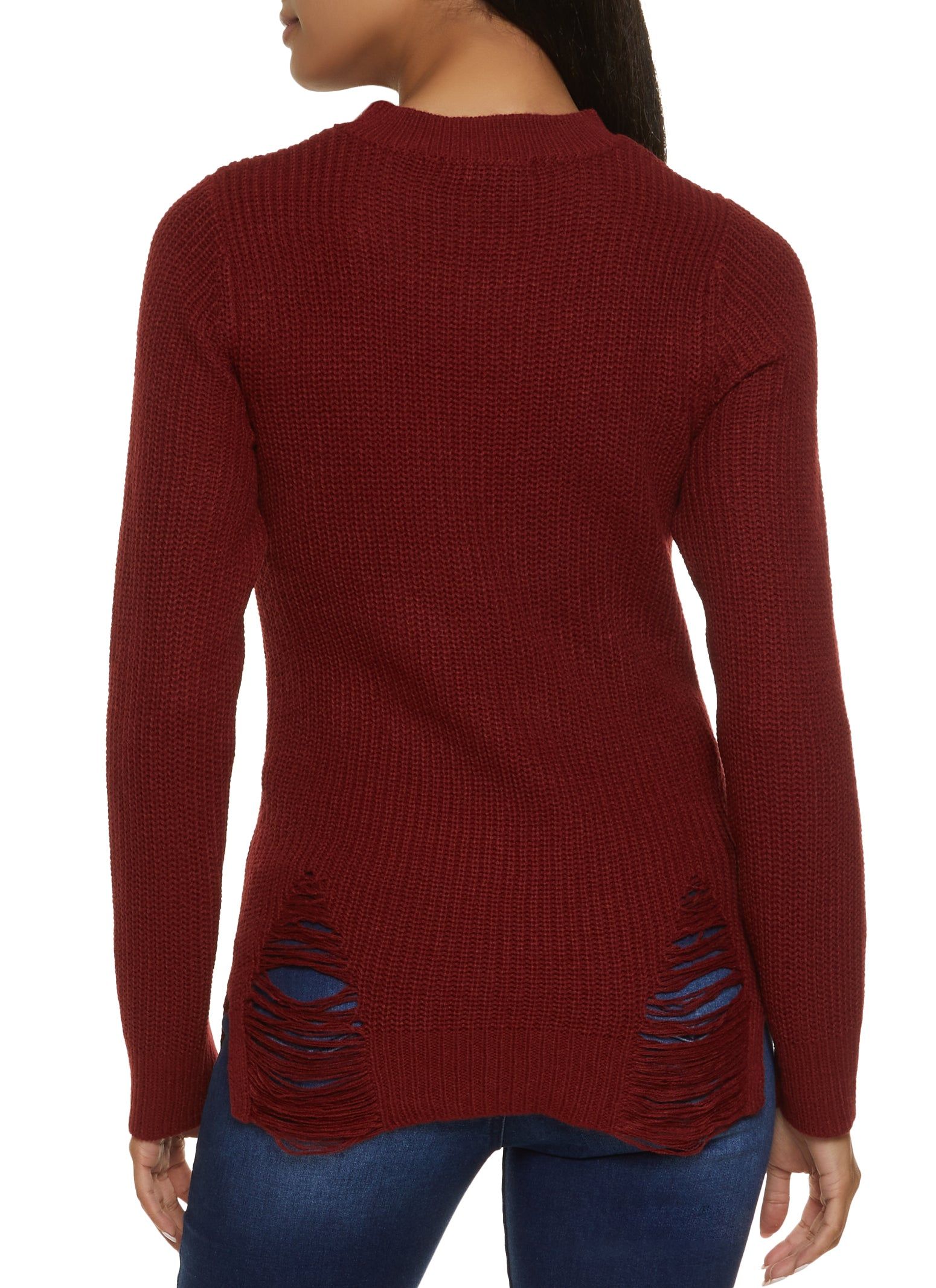 Ribbed Knit Distressed Pullover Sweater sold by Rainbow product image thumbnail 2