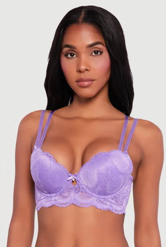 Double Strap Lace Push Up Plunge Bra sold by Rainbow