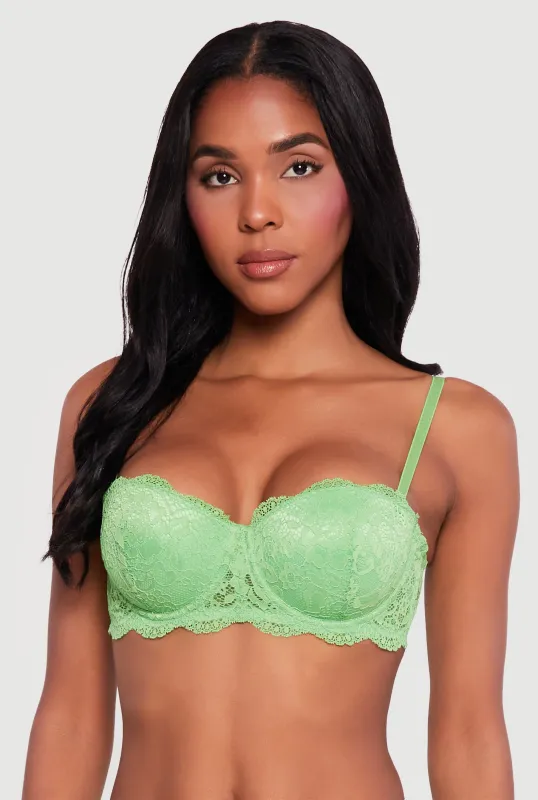 Scalloped Hem Lace Balconette Bra | Convertible to Strapless made by Rainbow