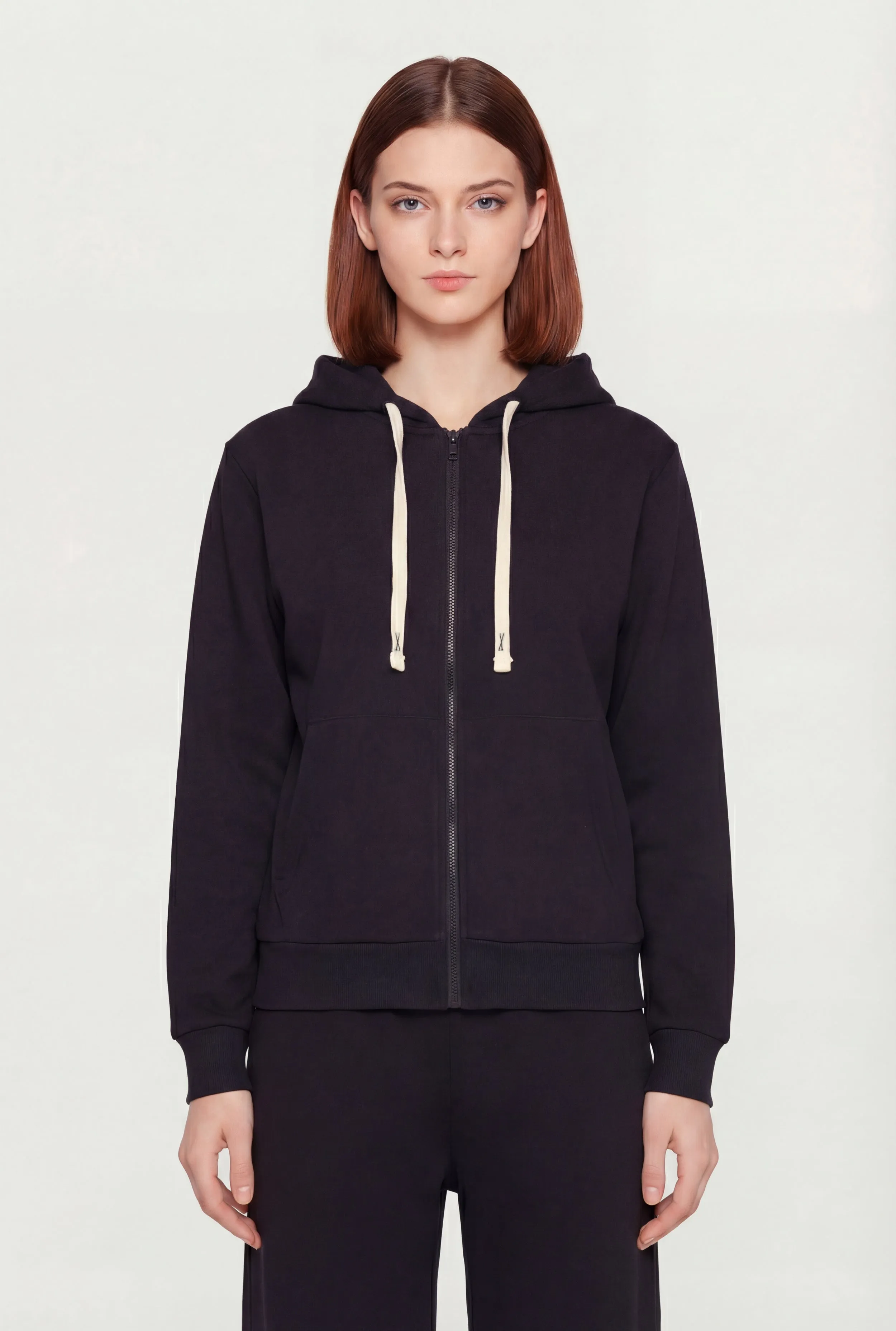 Long Sleeve Zip Front Drawstring Hoodie sold by Rainbow
