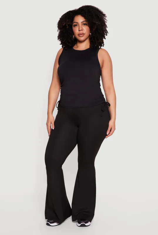 Plus Size Stretchy High Waisted Flare Leg Pants made by Rainbow
