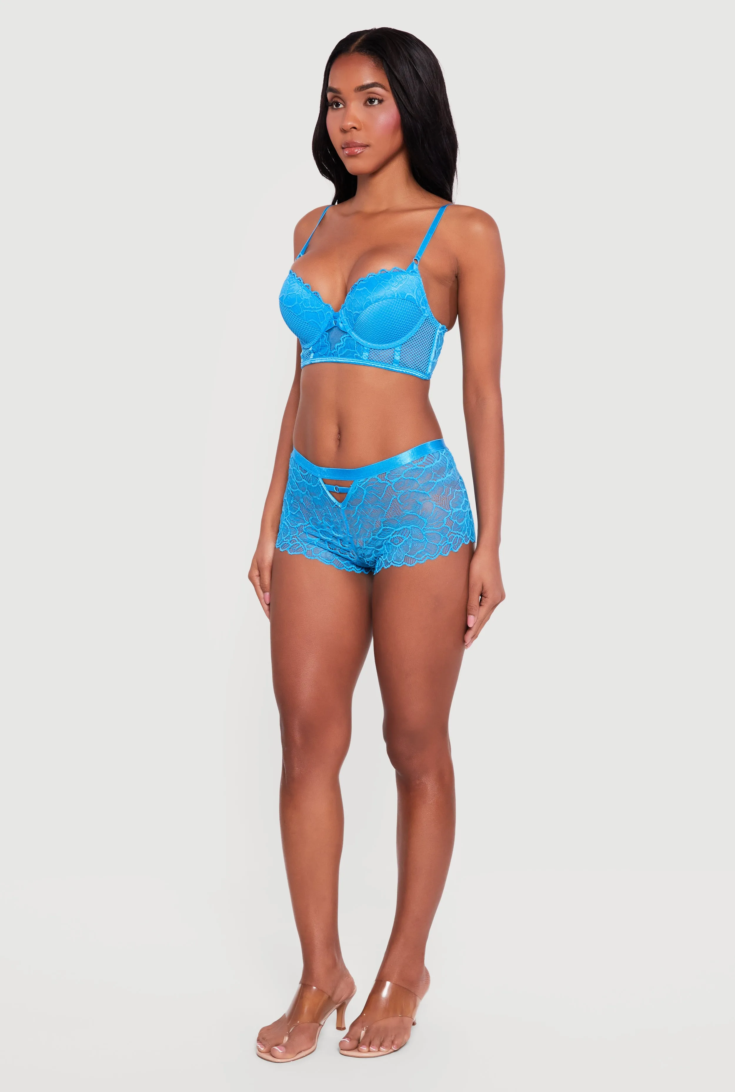 Fishnet Detail Lace Longline Plunge Bra sold by Rainbow product image thumbnail 3