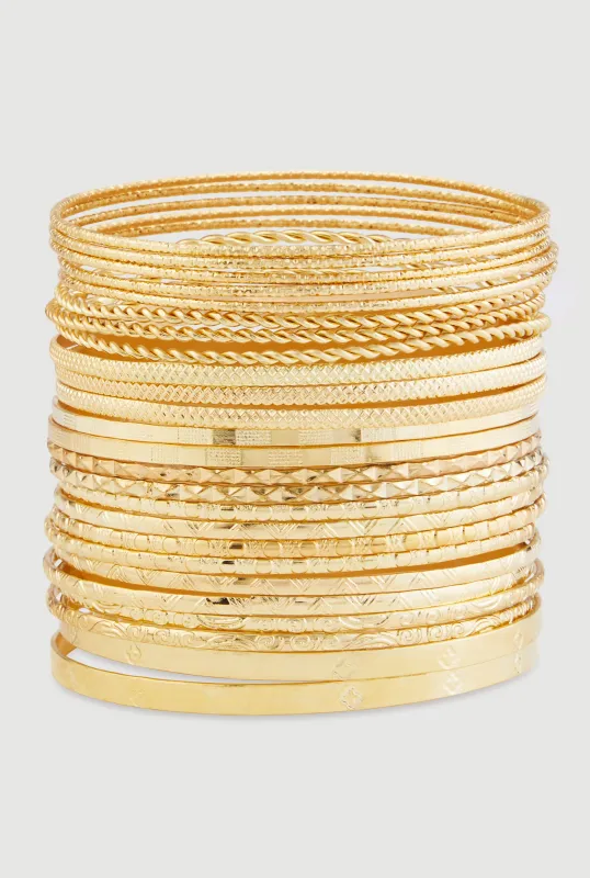 Assorted Metallic Textured Bangles Set of 25 sold by Rainbow