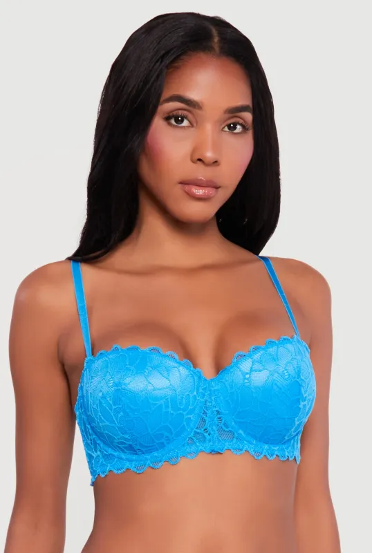 Abstract Scalloped Lace Convertible Balconette Bra sold by Rainbow
