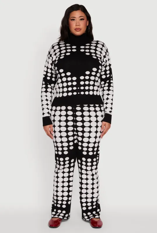 Plus Size High Waisted Straight Leg Polka Dot Pants made by Rainbow