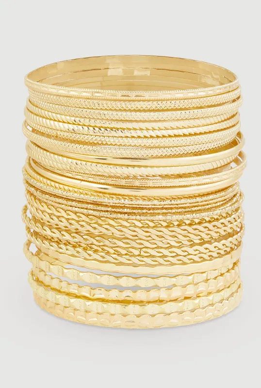Assorted Metallic Textured Bangles Set of 30 sold by Rainbow