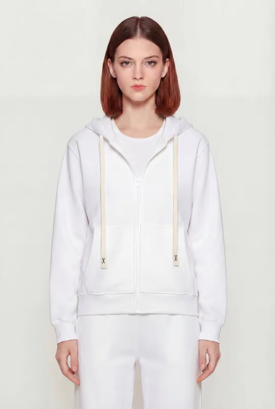 Long Sleeve Zip Front Drawstring Hoodie sold by Rainbow