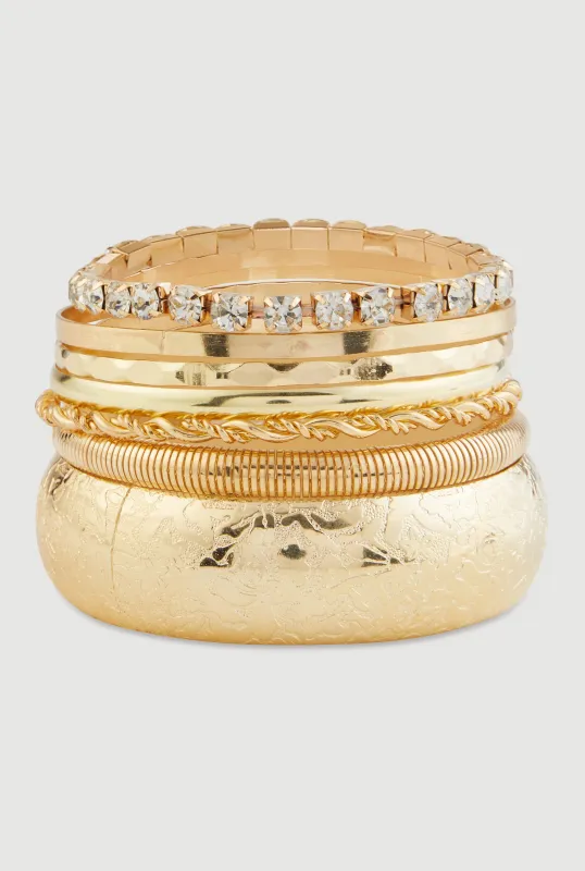 Assorted Metallic Stretch Bracelets and Bangles Set of 7 sold by Rainbow