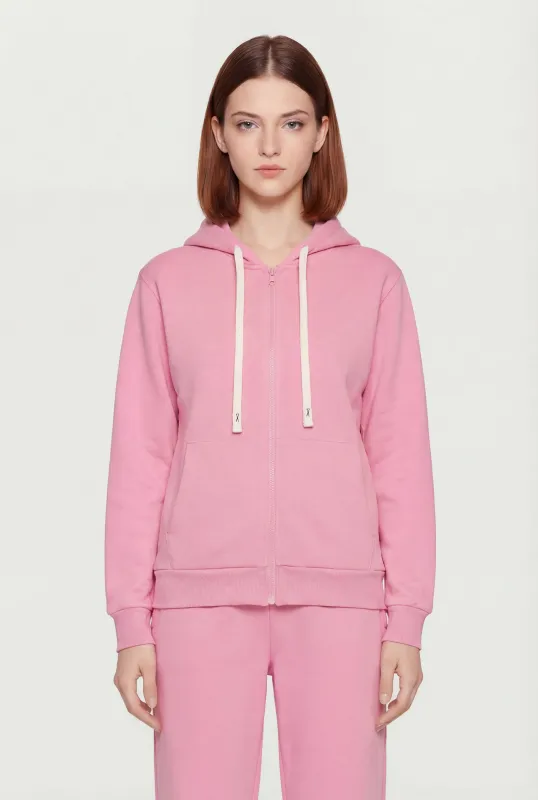 Long Sleeve Zip Front Drawstring Hoodie sold by Rainbow