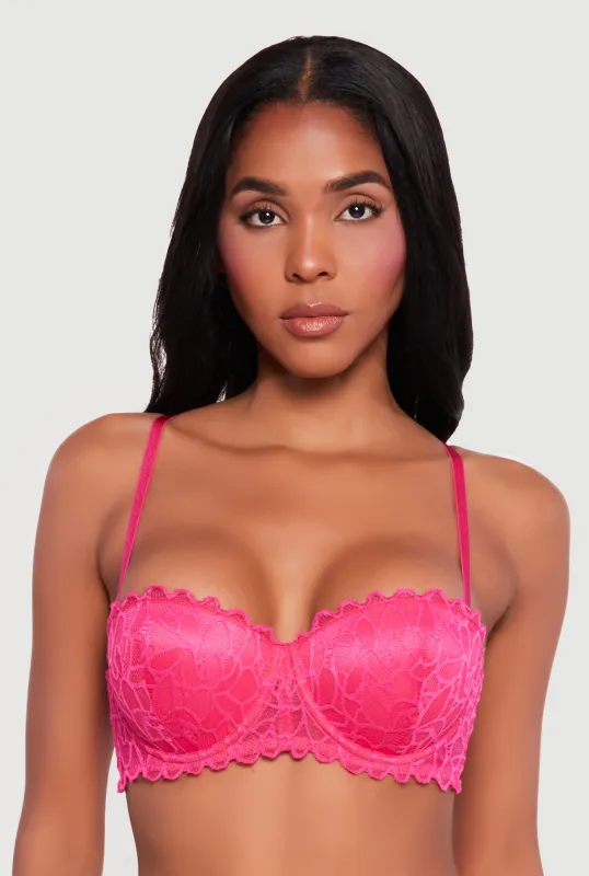 Scalloped Hem Convertible Lace Balconette Bra sold by Rainbow