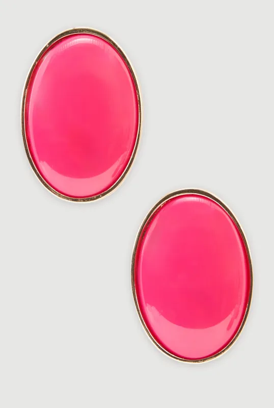 Solid Oval Statement Earrings sold by Rainbow