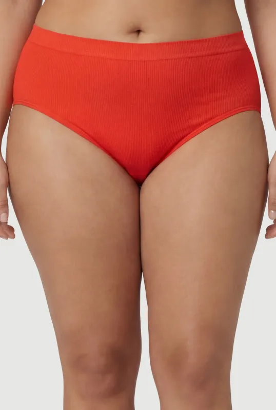 Plus Size Seamless Rib Knit Bikini Panty sold by Rainbow