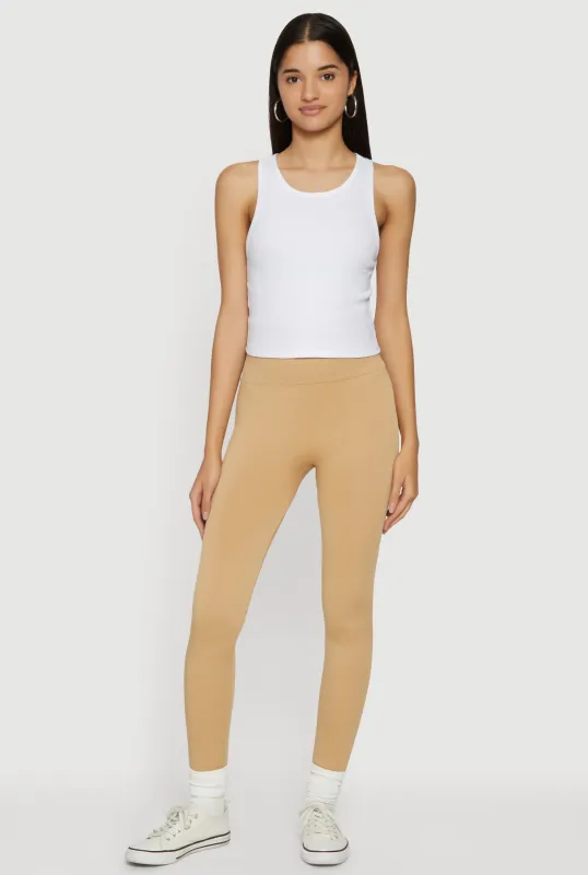 High Waisted Waffle Knit Fleece Lined Leggings sold by Rainbow