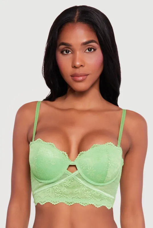 Floral Lace Keyhole Convertible Longline Balconette Bra sold by Rainbow