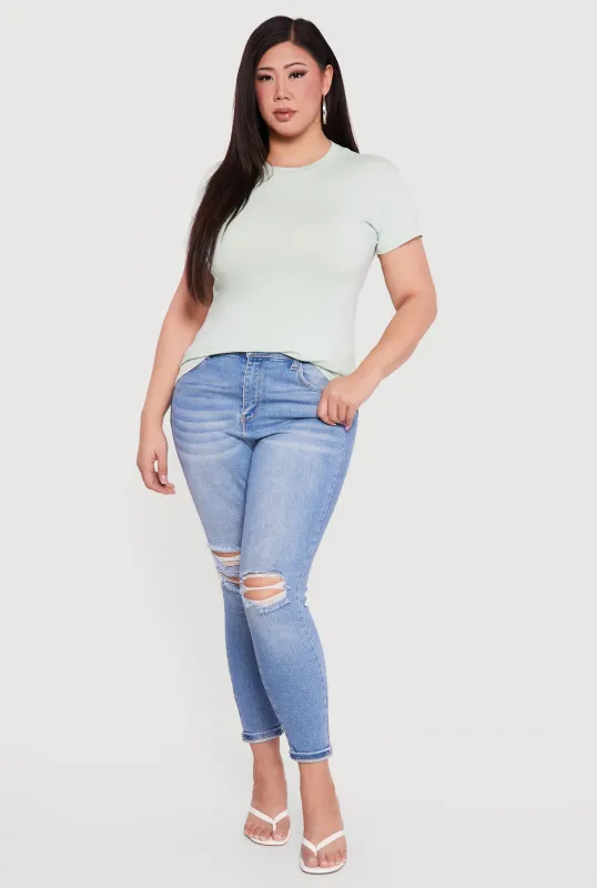 Plus Size Short Sleeve Crew Neck T-Shirt sold by Rainbow