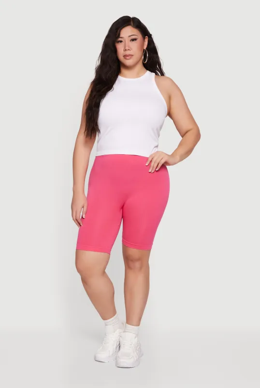 Plus Size High Waisted Seamless Bike Shorts sold by Rainbow