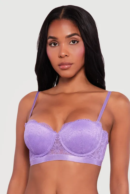 Scalloped Floral Lace Convertible Balconette Bra sold by Rainbow