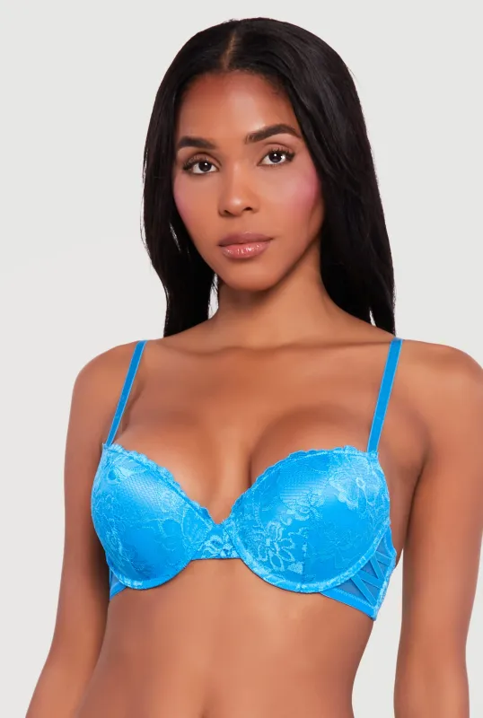 Caged Side Detail Lace Plunge Bra sold by Rainbow