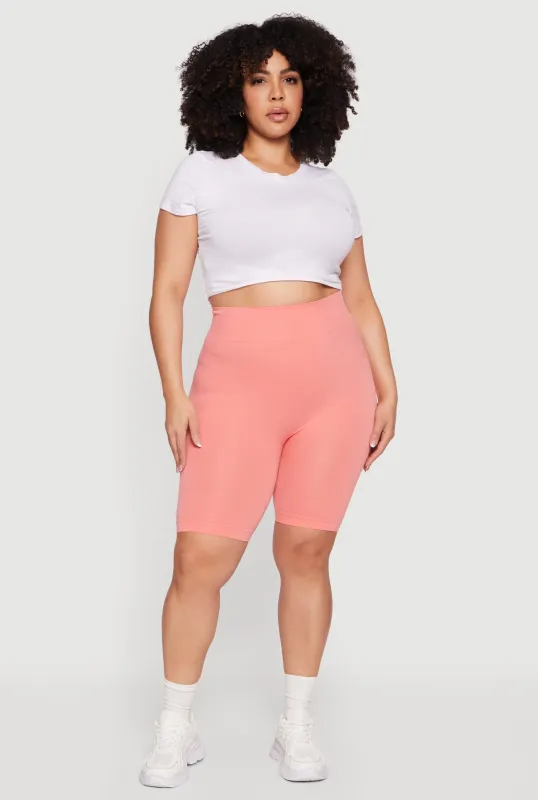 Plus Size High Waisted Seamless Bike Shorts sold by Rainbow