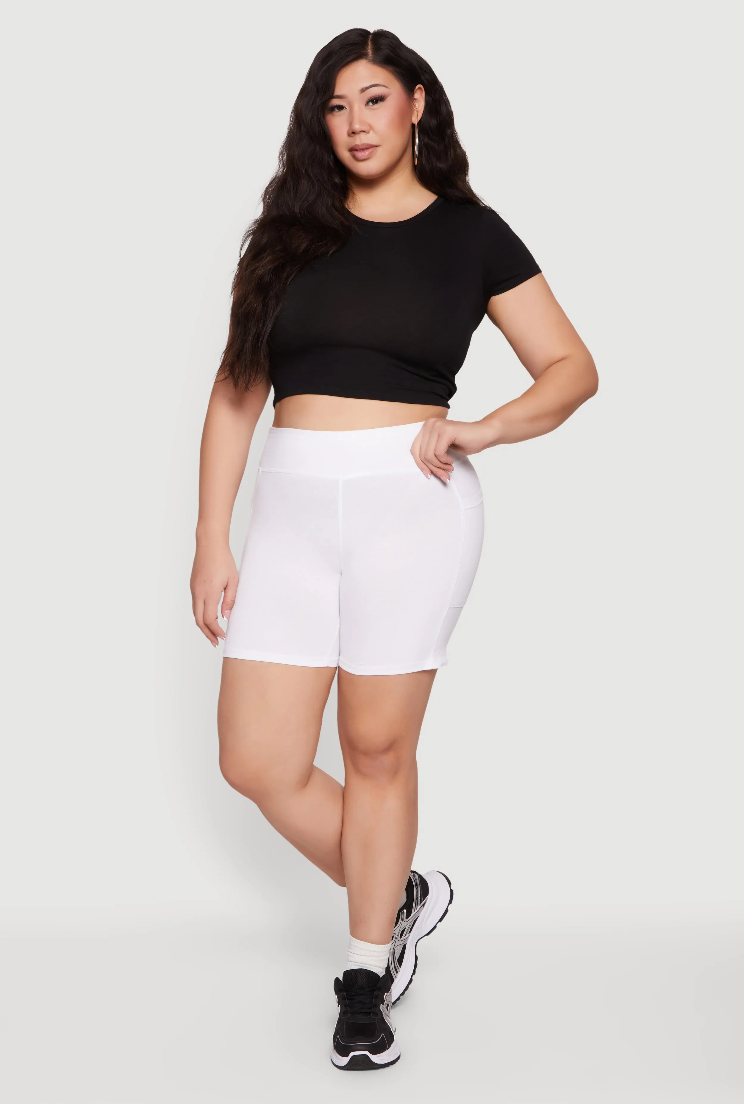 Plus Size High Waisted Bike Shorts with Side Pockets sold by Rainbow
