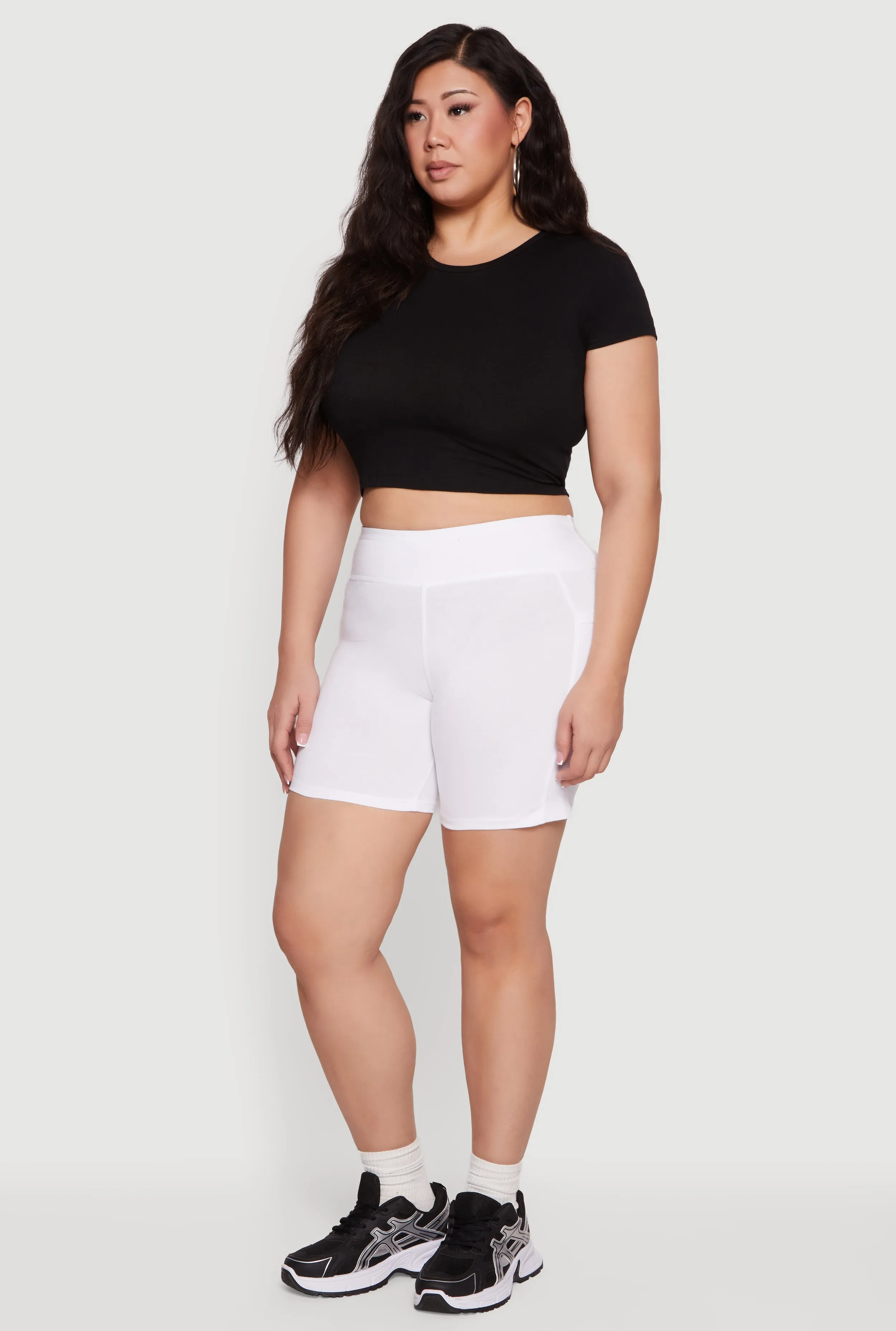 Plus Size High Waisted Bike Shorts with Side Pockets sold by Rainbow product image thumbnail 2