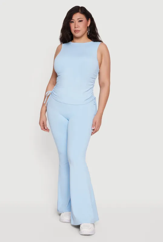 Plus Size Stretchy High Waisted Flare Leg Pants sold by Rainbow