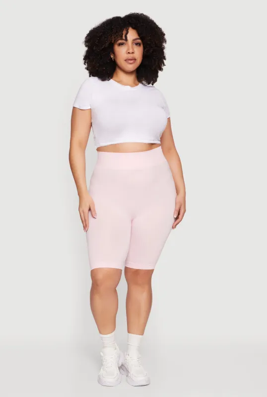Plus Size High Waisted Seamless Bike Shorts sold by Rainbow
