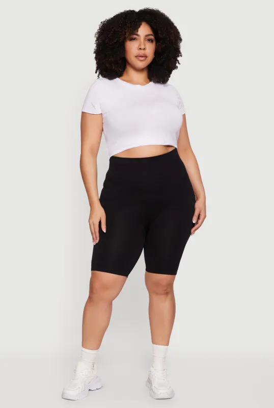 Plus Size High Waisted Seamless Bike Shorts sold by Rainbow