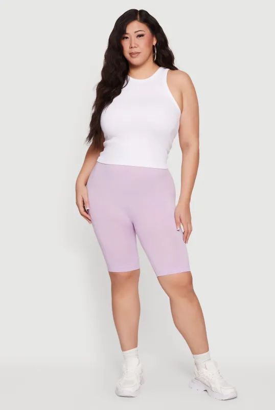 Plus Size High Waisted Seamless Bike Shorts sold by Rainbow