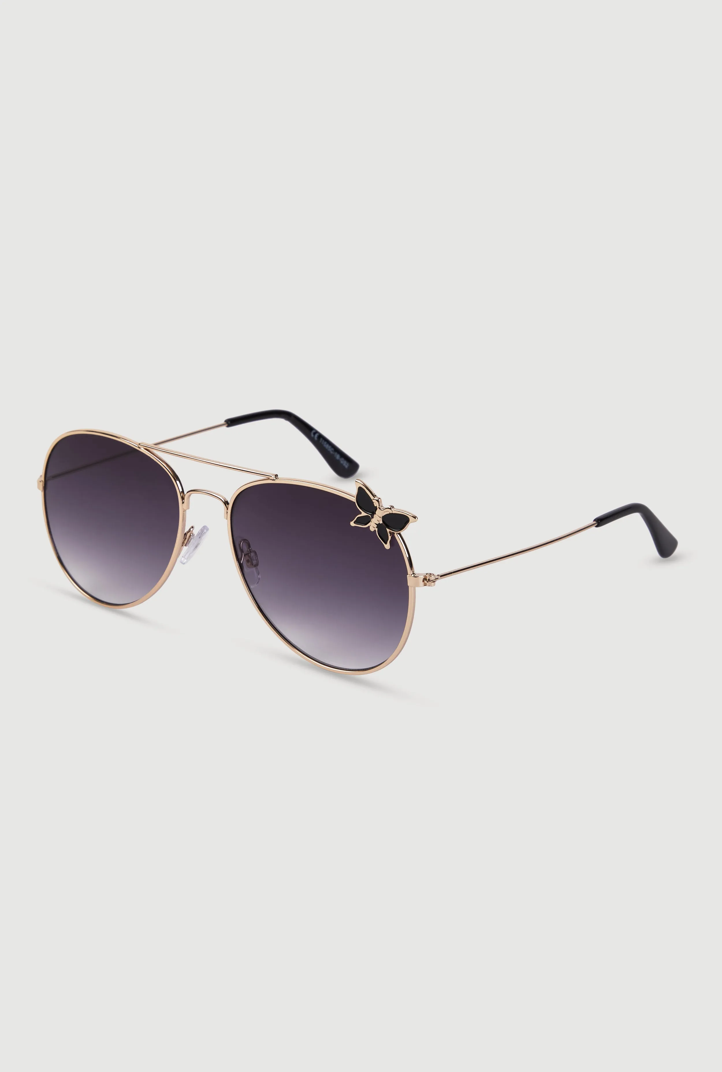 Metallic Butterfly Rim Detail Aviator Sunglasses sold by Rainbow product image thumbnail 3