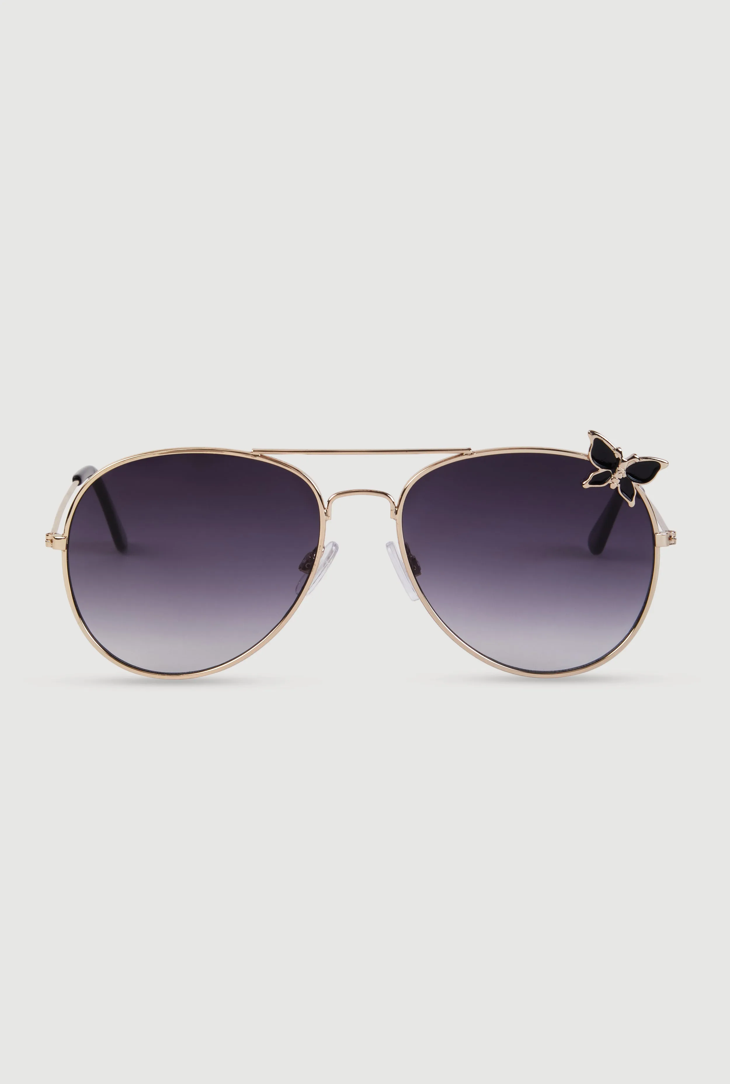 Metallic Butterfly Rim Detail Aviator Sunglasses sold by Rainbow