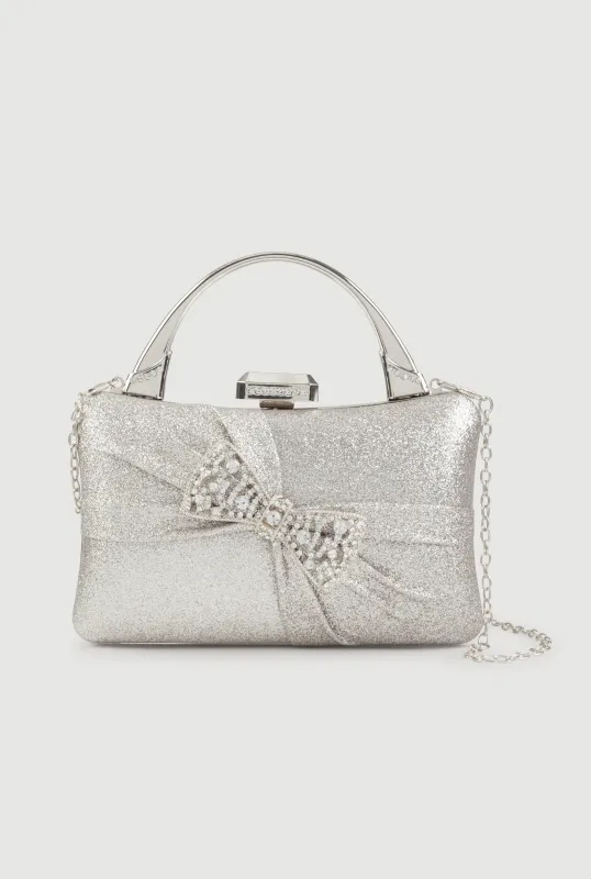Rhinestone Bow Glitter Convertible Crossbody Bag sold by Rainbow