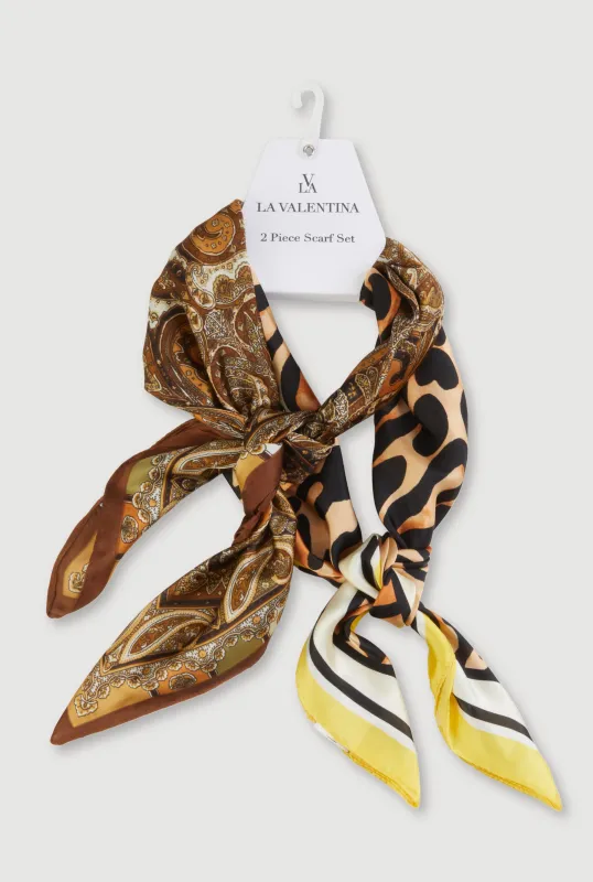 Assorted Patterned Contrast Trim Multiway Scarves 2 Pack sold by Rainbow