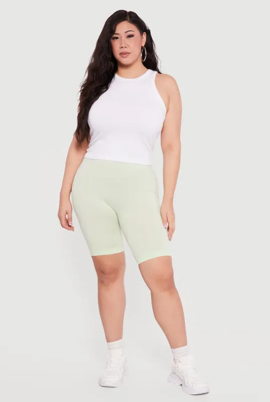 Plus Size High Waisted Seamless Bike Shorts sold by Rainbow