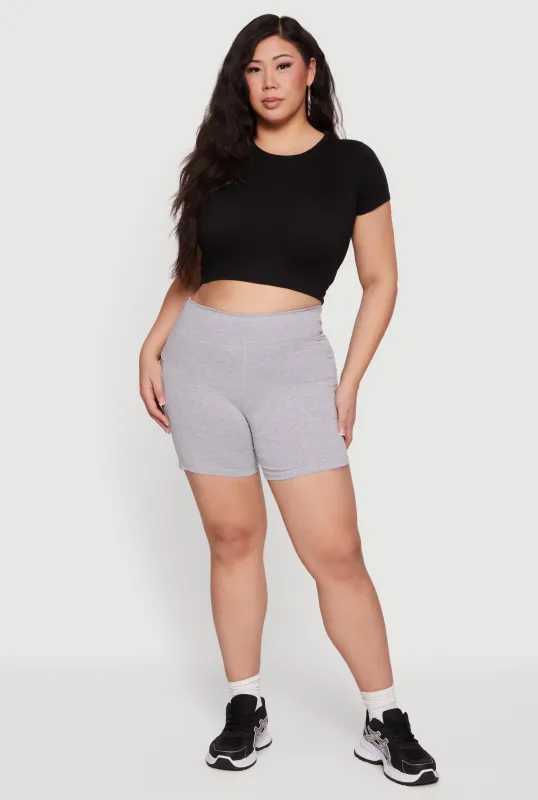 Plus Size High Waisted Bike Shorts with Side Pockets sold by Rainbow