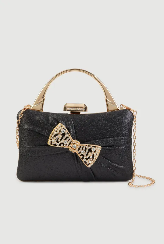 Rhinestone Bow Glitter Convertible Crossbody Bag sold by Rainbow