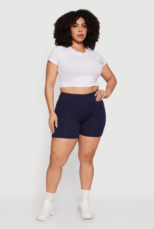 Plus Size High Waisted Bike Shorts with Side Pockets sold by Rainbow